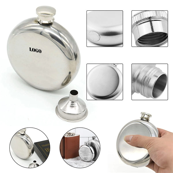 5oz Mirror Round Whiskey Flask