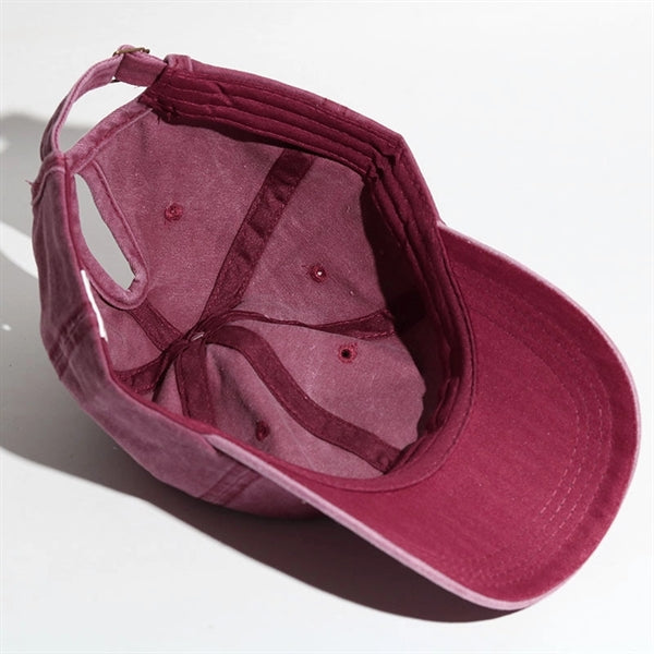 Women Washed Cotton High Ponytail Baseball Cap