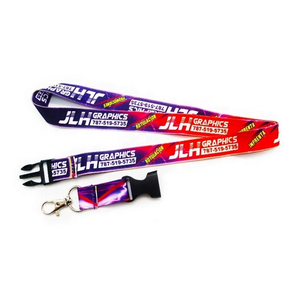 1/2" Sublimated Lanyard w/ Buckle Release Badge Holder