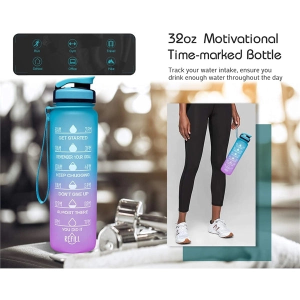 32Oz Motivational Bottle With Time Mark