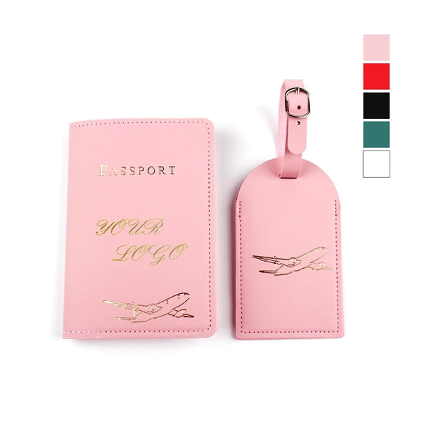PU Leather Passport Holder W/ Luggage Tag