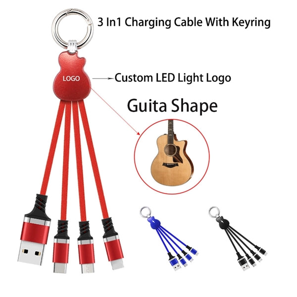 Three-in-one Illuminated Keychain Charging Cable