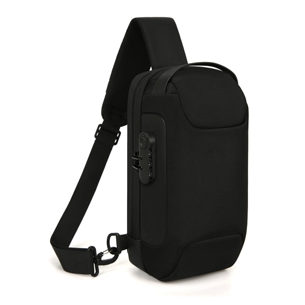 Men's chest shoulder bag with USB charging and code lock