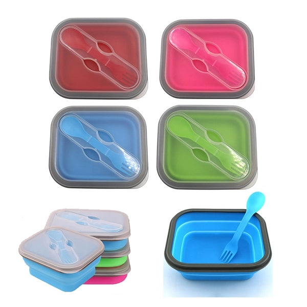 Silicone Lunch Box With Spoon & Fork
