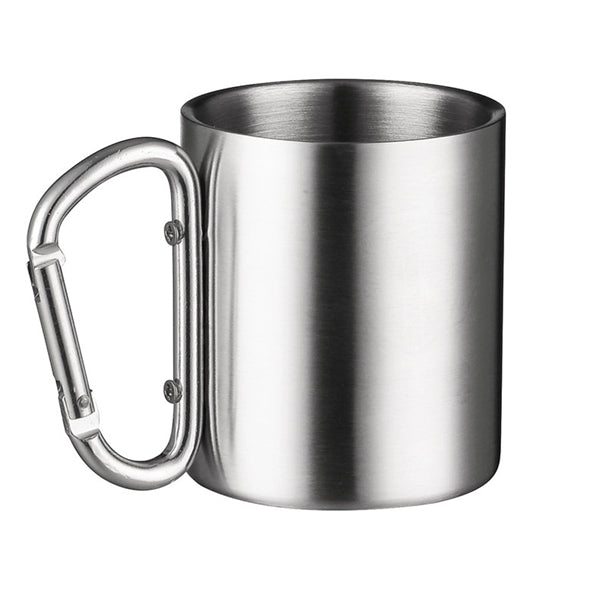 10 Oz Stainless Steel Coffee Mug With Carabiner Handle