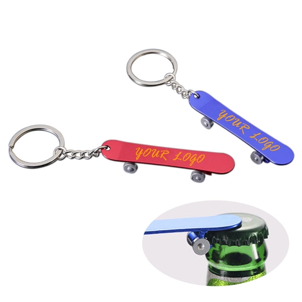 Skateboard Shaped Metal Key Chain Bottle Opener