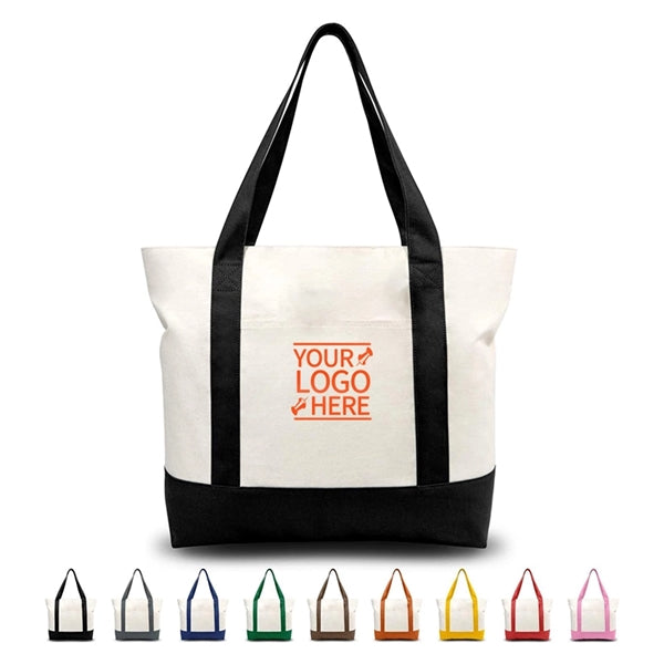 Premium Large Canvas Tote Bag with Contrast Color Base