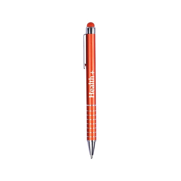 Striped Ballpoint Pen With Stylus