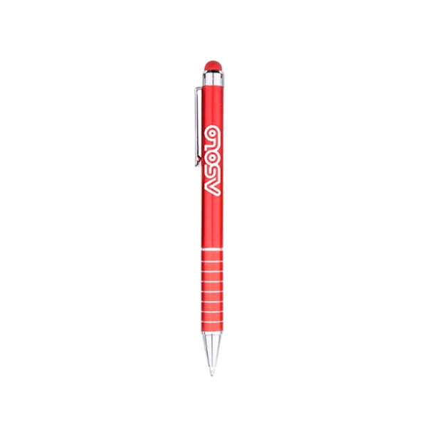 Striped Ballpoint Pen With Stylus