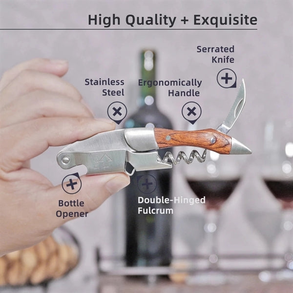 Multifunctional Wine Opener With Leather Cover