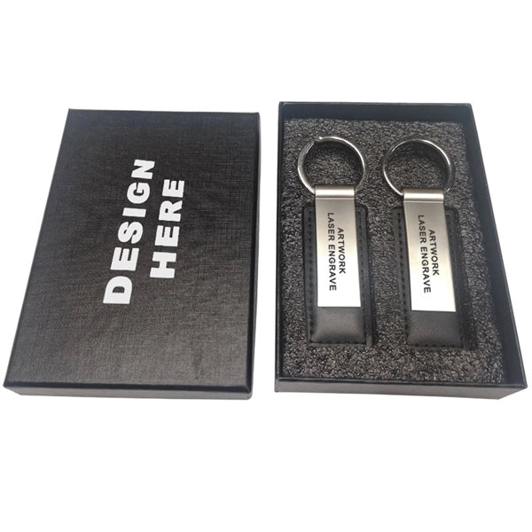 Leather and Metal Key Chain Gift Set