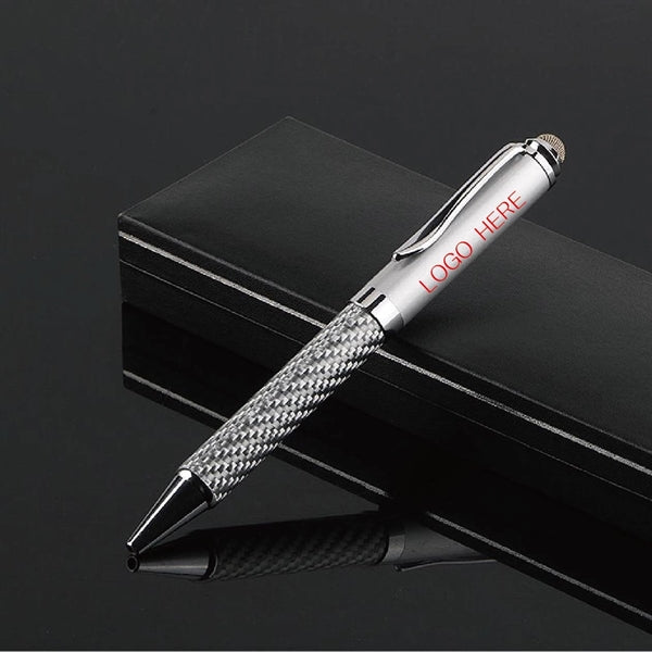 Carbon Fiber Barrel Metal Twist Action Ballpoint Pen /Stylus