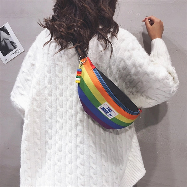 Rainbow Fanny Pack Cute Waist Bag for Festival Rave Hiking