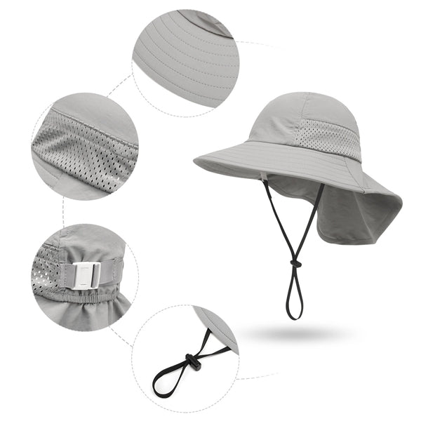 Beach Hat with Neck Flap For Children