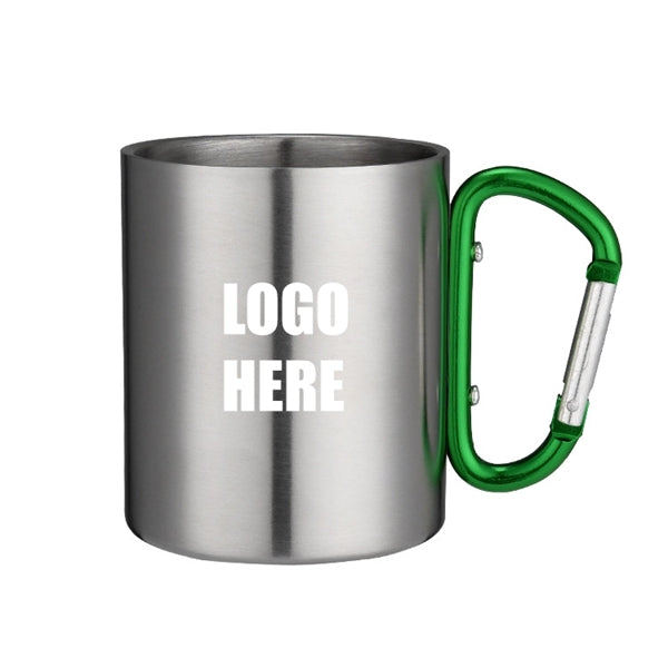 Stainless Steel Coffee Mugs with Carabiner Handles