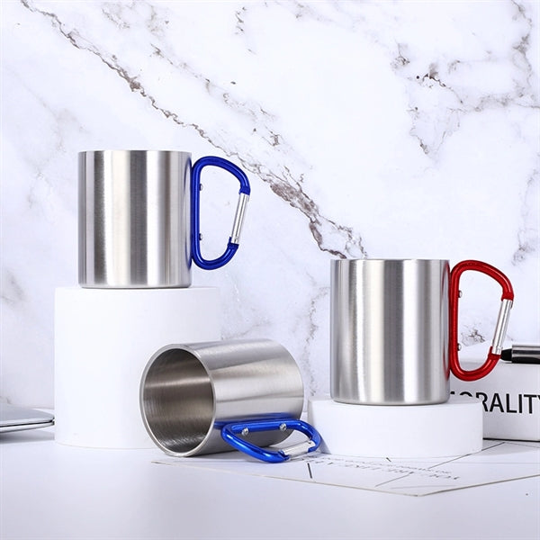 Stainless Steel Coffee Mugs with Carabiner Handles