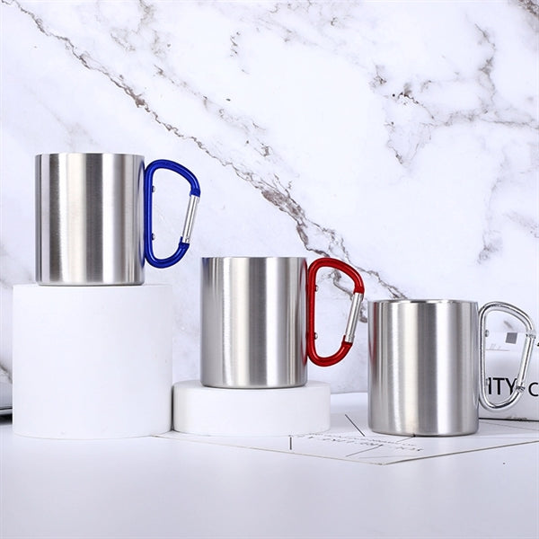 Stainless Steel Coffee Mugs with Carabiner Handles