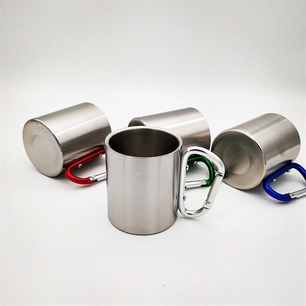 Stainless Steel Coffee Mugs with Carabiner Handles