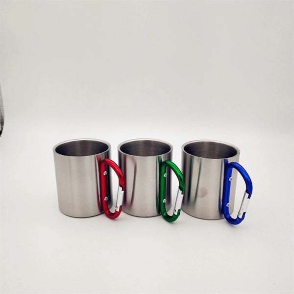 Stainless Steel Coffee Mugs with Carabiner Handles