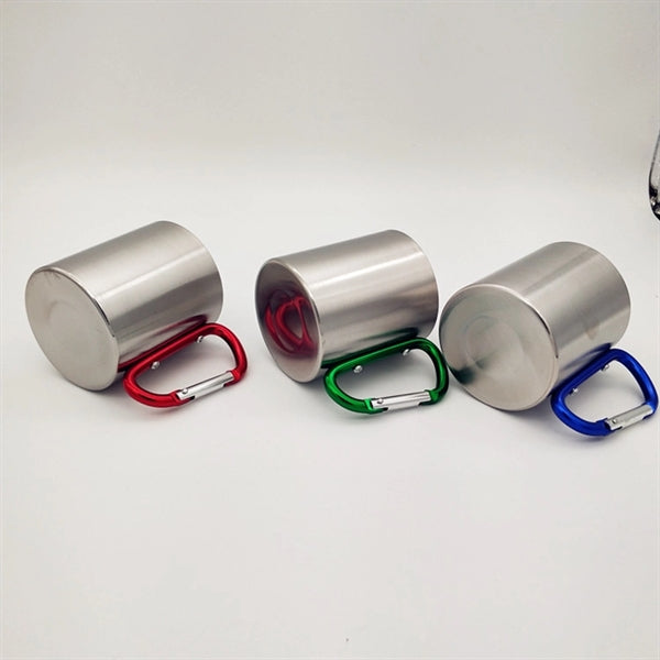 Stainless Steel Coffee Mugs with Carabiner Handles