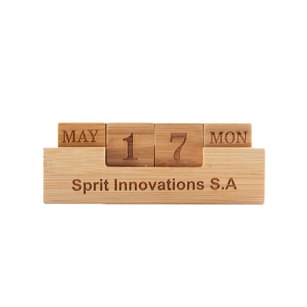Wooden Cube Calendar Blocks with Stand