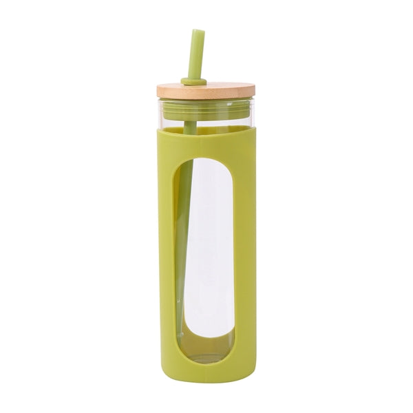 20 oz Glass Tumbler With Bamboo Lid And Straw