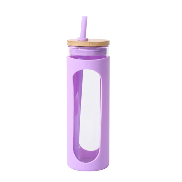 20 oz Glass Tumbler With Bamboo Lid And Straw