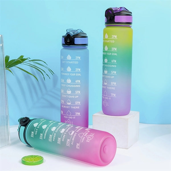 32 oz Straw Water Bottle With Time Marker