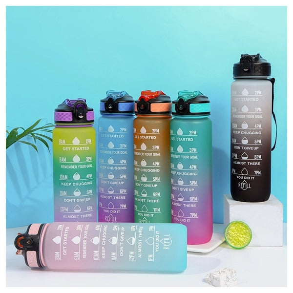 32 oz Straw Water Bottle With Time Marker