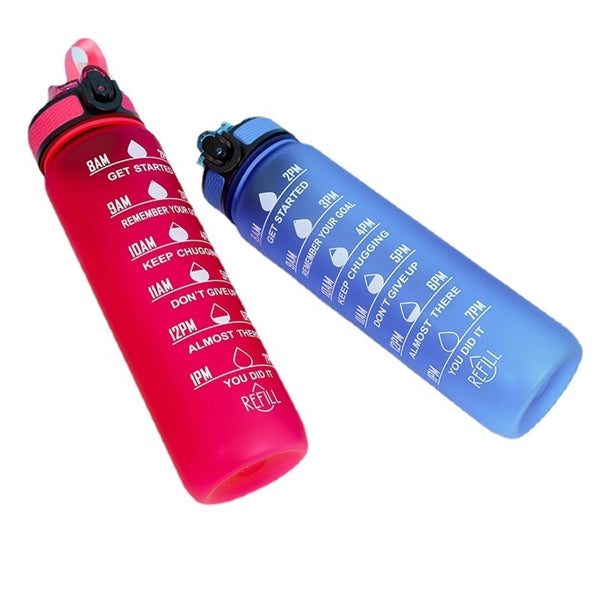 32 oz Straw Water Bottle With Time Marker