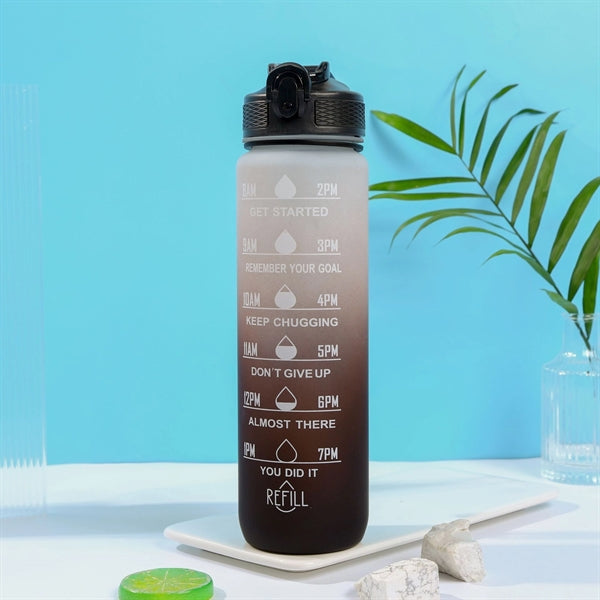 32 oz Straw Water Bottle With Time Marker