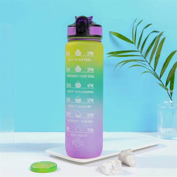 32 oz Straw Water Bottle With Time Marker
