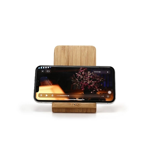 Wooden Wireless Charging Phone Stand With Pen Holder