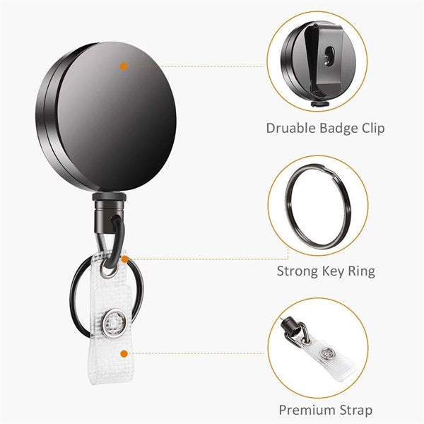 Metal Retractable ID Badge Holder Reel Name Card Keychain