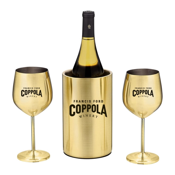 Stainless Steel Wine Chiller and Glass Set