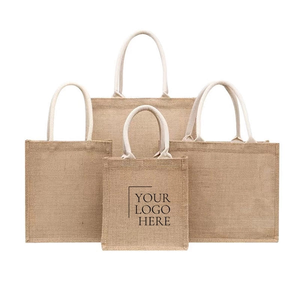 Large Burlap Jute Tote Bag with Handles