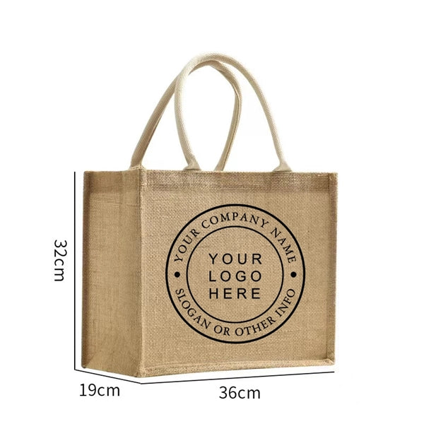Large Burlap Jute Tote Bag with Handles