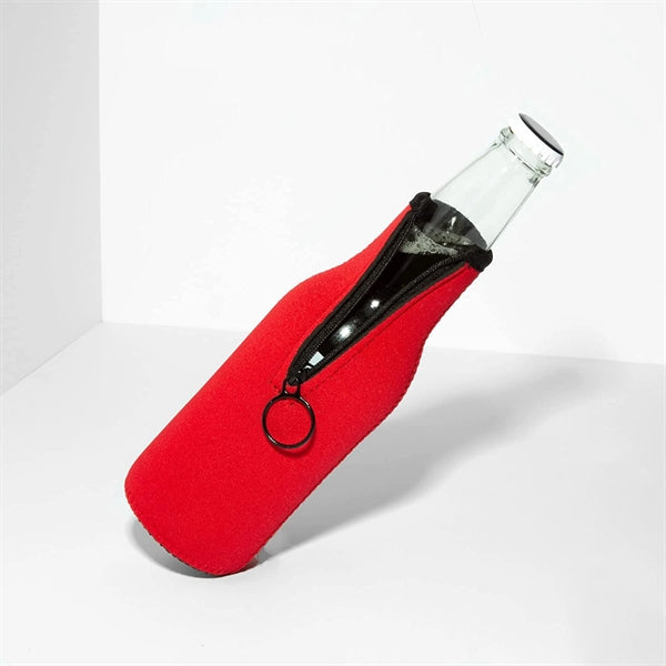 Collapsible Neoprene Beer Bottle Cooler Sleeve with Zipper