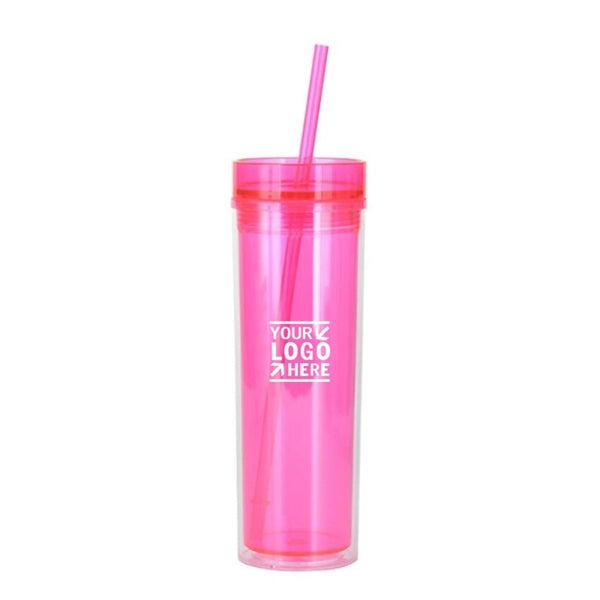 16oz Double Wall Transparent Skinny Tumbler