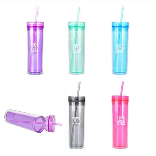 16oz Double Wall Transparent Skinny Tumbler
