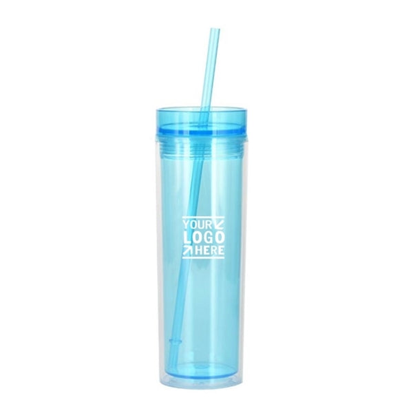 16oz Double Wall Transparent Skinny Tumbler