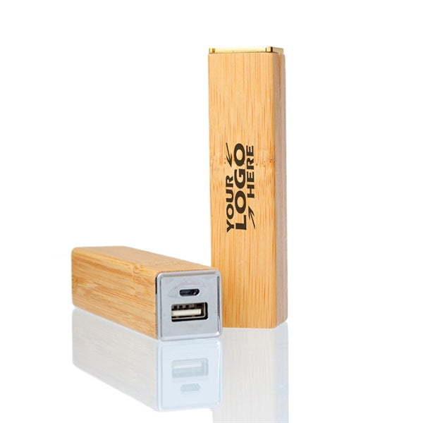 2000mah Bamboo Wood Cylinder Power Bank Lipstick Shaped