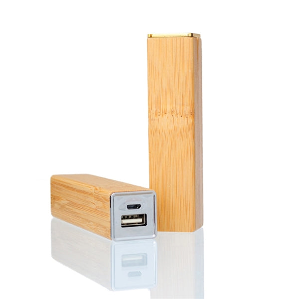 2000mah Bamboo Wood Cylinder Power Bank Lipstick Shaped