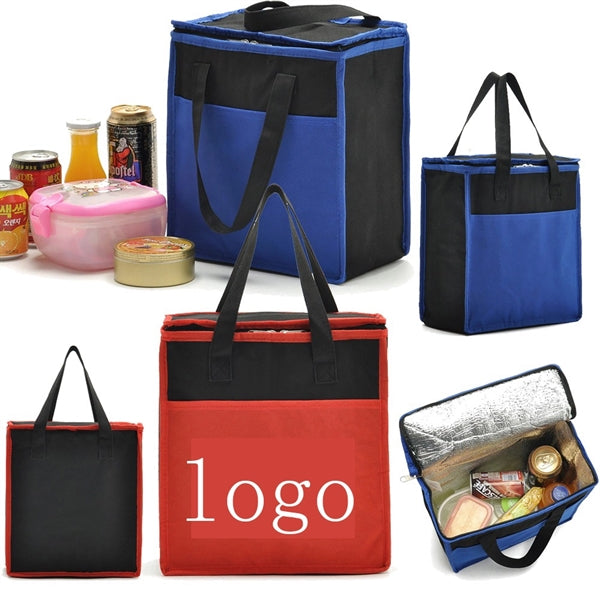 Two-Tone Insulated Lunch Bag Non-Woven Grocery Tote