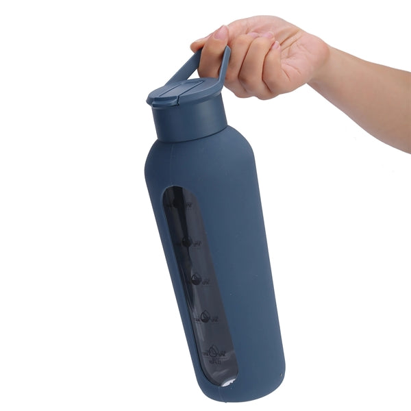 24 oz Glass Water Bottle With Time Marker