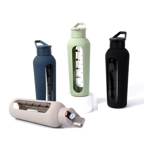 24 oz Glass Water Bottle With Time Marker