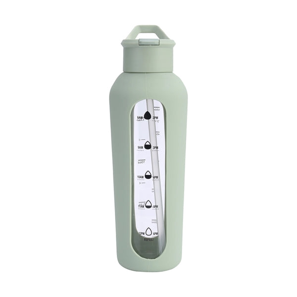24 oz Glass Water Bottle With Time Marker
