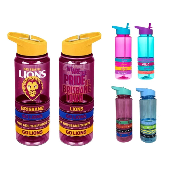 24 Oz Colorful Plastic Gripper Bottle With Straw