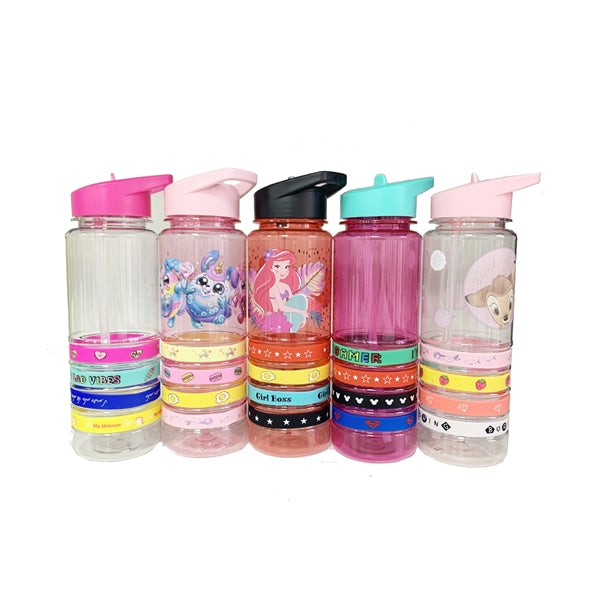24 Oz Colorful Plastic Gripper Bottle With Straw