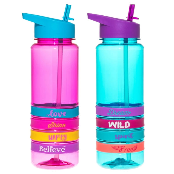 24 Oz Colorful Plastic Gripper Bottle With Straw